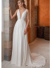Ivory Satin V Open Back Chic Wedding Dress Ivory Satin V Open Back Chic Wedding Dress